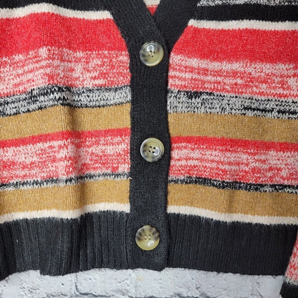 Bp Crop Cardigan Sweater In Black Marl Stripe Multicolor NWT Size S - Picture 3 of 11